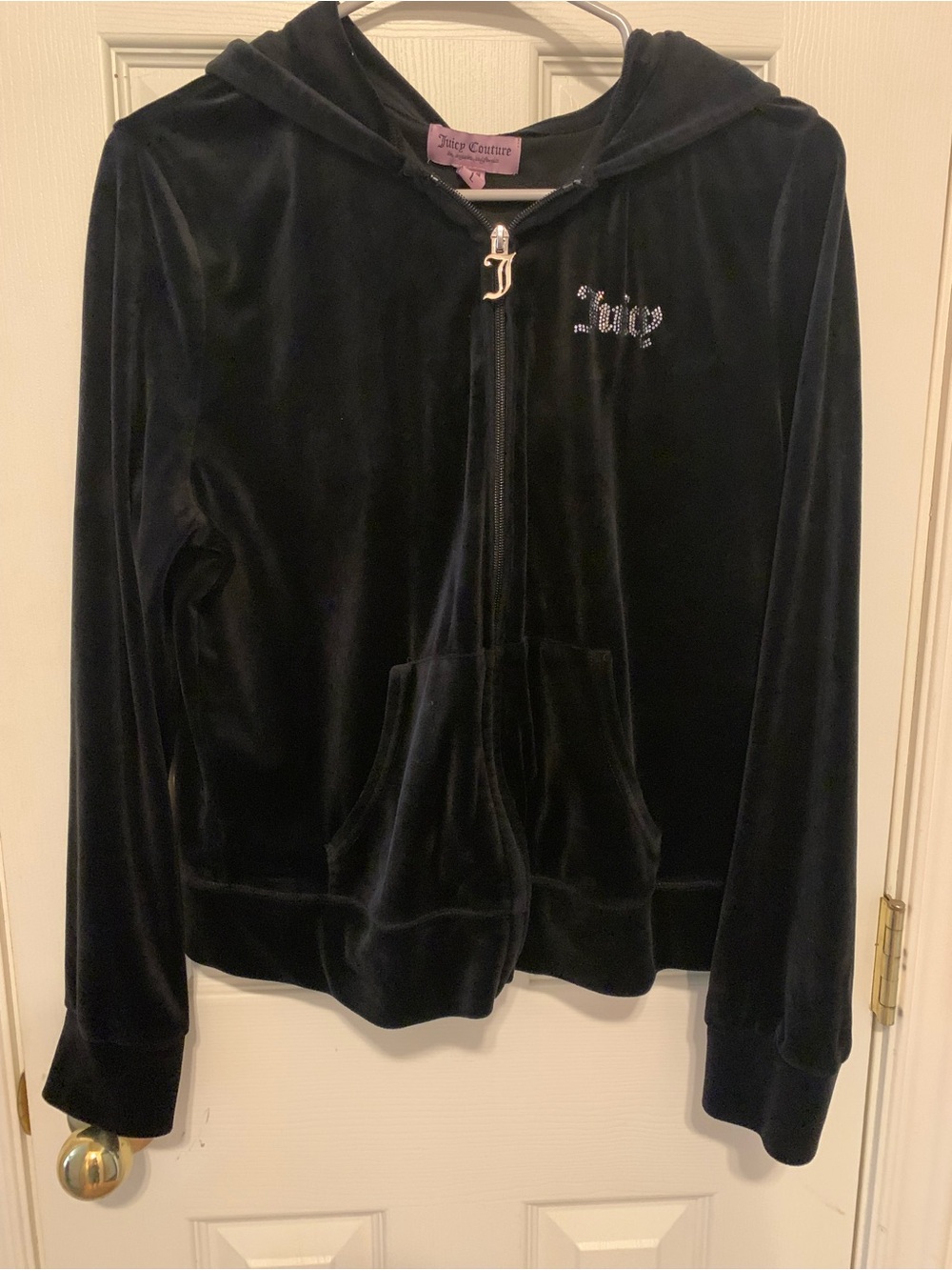 ECU Juicy Couture Y2K Stretch Velour Hoodie Collegecore High School Size Large